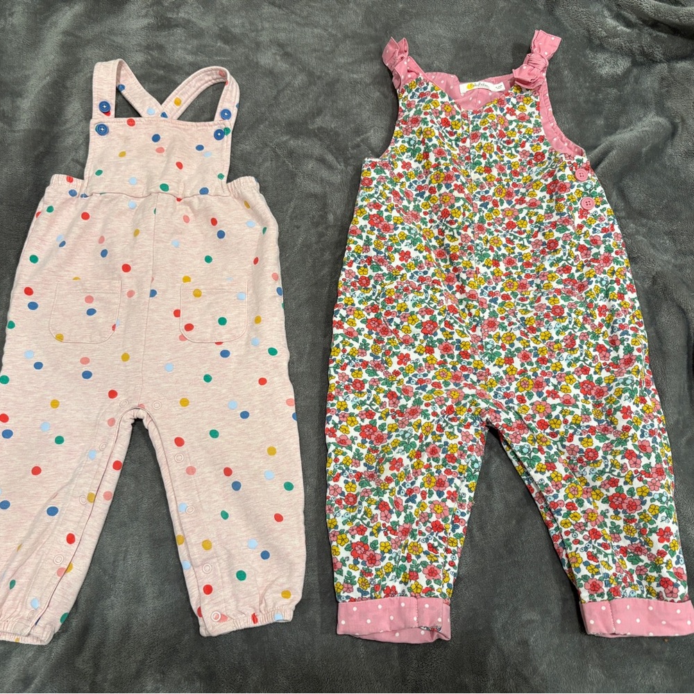 Baby Boden Colorful Polka Dot and Floral Toddler Overalls